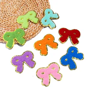 Toppe in tessuto con fiocco ricamato in spugna bordo dorato colorato accessori fai