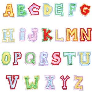 Écusson Brodé Alphabet Coloré DIY Applique Lettre en Tissu Fait Main Pour Vêtements Sacs Chaussures Décoration Accessoire