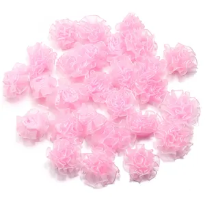 3.5cm rose organza oeillet fleurs garnitures pour bricolage pinces a cheveux vetements