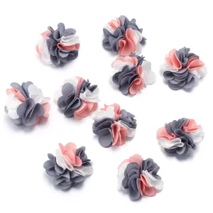 2.5cm fiori in tessuto fatti a mano colorati a 3 colori accessori per capelli fai da te