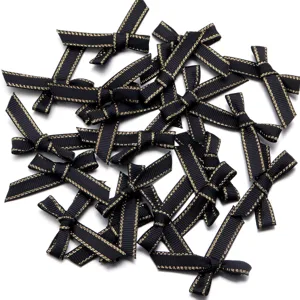 Zwarte grosgrain lint strikken met gouden rand voor DIY haarspelden geschenkdoos