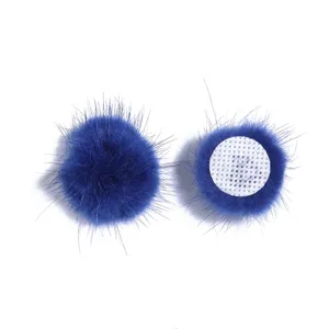 Dark blue mink fur ball DIY accessories for handmade clothing hats keychains crafts.