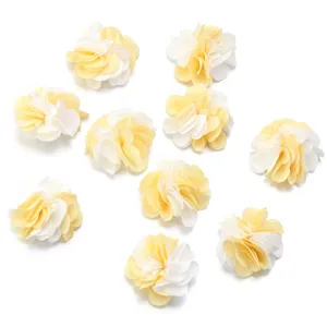 Fiori di stoffa fai da te fatti a mano 2.5cm giallo bianco strati accessori moda
