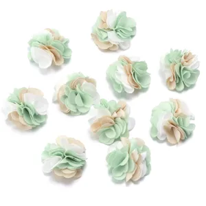 2.5cm colorato 3-colori fatti a mano in tessuto fiori toppe accessori capelli fai da te