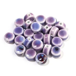 Perline in ceramica smaltata cambio forno piatto rotondo perline sfuse dettaglio gioielli fai