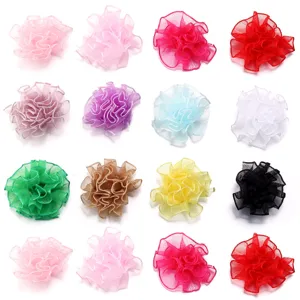 Fleurs en Tissu Satin Œillet Faites à la Main Ornements pour Épingles à Cheveux Vêtements Chaussures Sacs Artisanat Décoratif