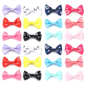 Handmade Heart Print Grosgrain Ribbon Bows DIY Craft Accessories For Hair Clips Clothing Hat Decoration Small Bowknot