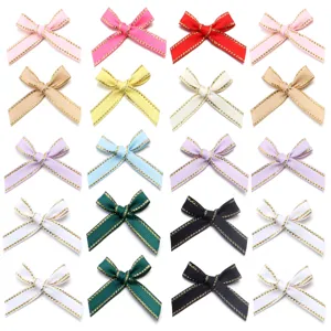 Handgemaakte Goudrand Grosgrain Lintstrikken Voor DIY Haarclips Geschenkdoos Decoratie Kleding Accessoires Polyester Strikken