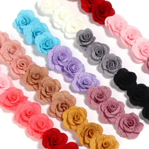 DIY fettuccia fiori di rosa in tessuto glitterato multicolore per vestiti borse.