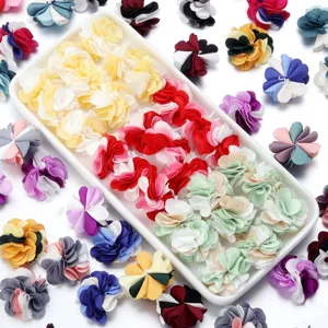 Fiori in tessuto artigianali a 3 colori accessori per capelli fai-da-te vestiti colorati
