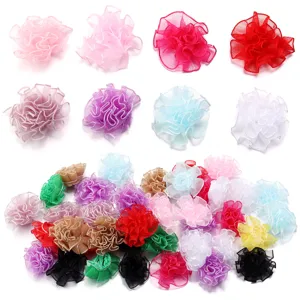 3.5cm Organza Bordé Œillet Fleur Épingle à Cheveux DIY Vêtements Accessoires Artisanat Principal