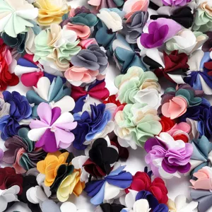 Fiori in tessuto colorati da 2.5cm toppe fatte a mano accessori per capelli cucito fai da te
