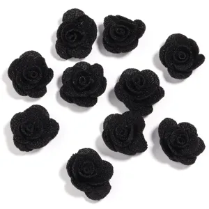 Fiori di rose in tessuto glitterato nero accessori fai da te per abbigliamento.