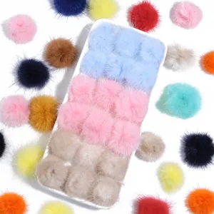 Colorful fluffy fur pom poms for keychains hair accessories DIY crafts clothing decoration.