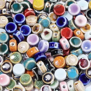 Perline rotonde piatte in ceramica con grande foro sfuse per gioielli fai da te bracciale accessori