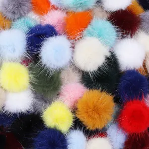 Colorful mink fur pom poms fluffy plush balls for DIY crafts apparel accessories