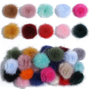 Colorful fluffy fur pom pom balls for keychains jewelry crafts DIY clothing accessories.