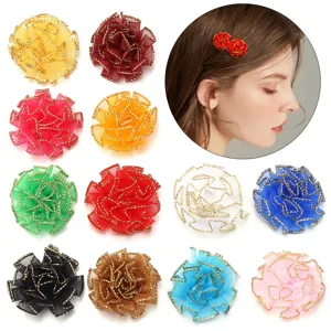 Goudrandige mesh anjer bloem haarspelden en DIY accessoires voor handwerk en kledingdecoratie.