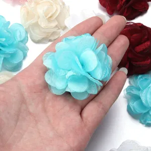 Chiffon organza burnt-edge camellia flower DIY accessories for hair clips and clothing decor