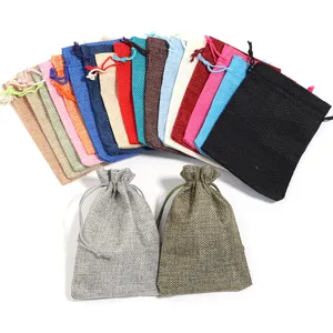Bunte Jute Kordelzug Beutel für Schmuck Geschenk Verpackung Lagerung robuste Leinenbeutel.