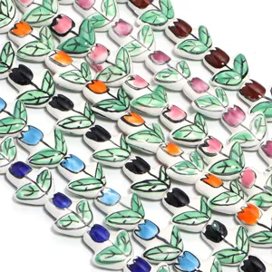 Handmade ceramic tulip beads colorful flower loose beads for DIY bracelets necklaces making