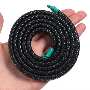 Zwart gevlochten PU leer koord 12mm plat touw handgemaakte DIY sieraden accessoires band materiaal