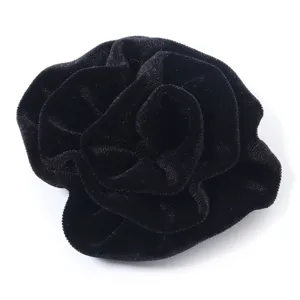 Black velvet rose flower accessory for hair clip brooch or clothing garment apparel decor