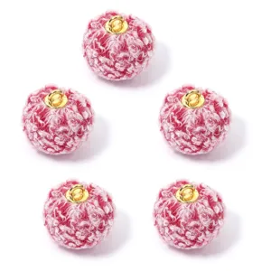Colgantes de bola de pelo de lana de cordero esponjosa con anillas doradas para joyería DIY.