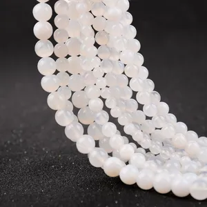Perline di agata bianca sciolte perle rotonde pietra preziosa dettaglio accessori DIY