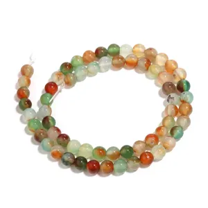 Kleurrijke natuurlijke agaat ronde kralen halffabrikaten losse DIY armband sieraden accessoires