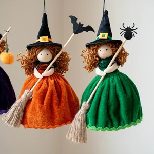 Halloween hängende Hexen Puppe Dekoration Stoff Besen Requisiten süße Party Fest Deko