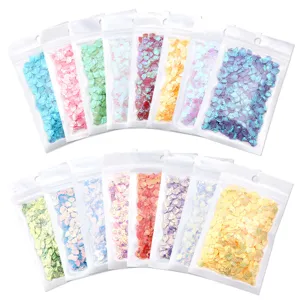 Paillettes a conchiglia colorate per nail art e fai da te. Confezione da 30g in PVC.