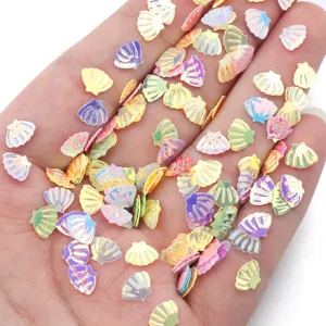 Paillettes per unghie conchiglia iridescenti, fiocchi olografici colorati per nail art fai da te.