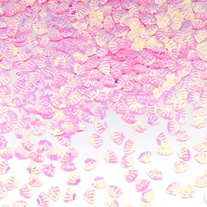 Luminose paillettes a forma di conchiglia rosa per nail art e accessori DIY, 30g.