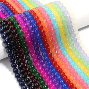Perline Rotonde in Vetro Simil Giada Colore Gelatina Per Bracciale Collana Fai Da Te Perline Sciolte Accessori Per Gioielli