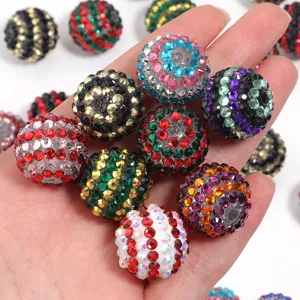 Resin rhinestone disco balls large hole beads for DIY phone chains jewelry making