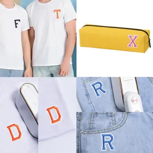 Bunte Buchstaben zum Aufbügeln bestickte Stoffaufnäher DIY Applikationen für Kleidung