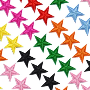 Colorful star iron-on embroidered patches for clothing jeans DIY decorative fabric appliques