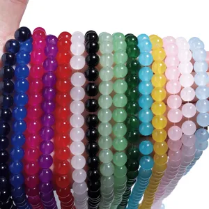 Perline rotonde in vetro colorato per bracciali e collane fai da te, colori vivaci.