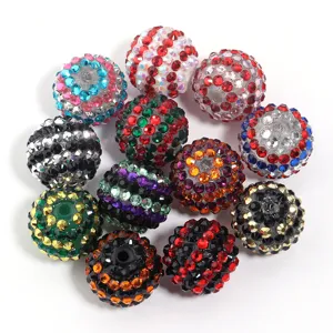 Colorful resin rhinestone big hole beads for DIY handmade jewelry crafts accessories.