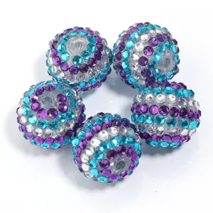 Resin rhinestone large hole beads DIY jewelry making accessories sparkle crystal charms 5pcs
