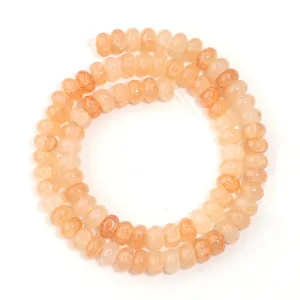 Orange cracked glass abacus beads strand for DIY jewelry making and craft accessories.