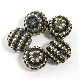 Resin rhinestone large hole beads sparkling black gold crystal DIY crafts accessory