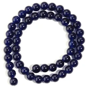 Perline rotonde in vetro blu scuro per creazione di gioielli fai da te, accessori.