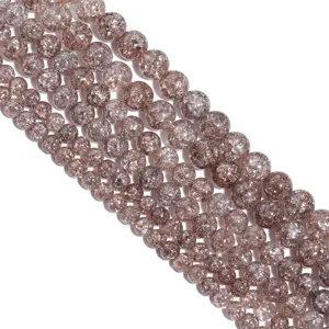 Perle sfuse in cristallo di quarzo craquelé marrone naturale per bracciali e collane fai da te.