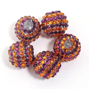 Colorful resin rhinestone beads with sparkling crystal surface for DIY jewelry making crafts accessories.