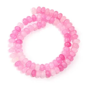 Pink crackled glass abacus beads loose strands DIY handmade jewelry making accessories