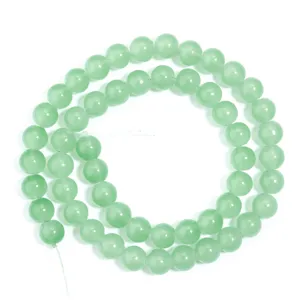 Filo di perline rotonde in vetro verde accessori gioielli fai da te per bracciali collane.