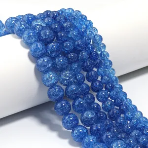Perline di quarzo crepato blu sfuse per la creazione di gioielli e accessori fai da te.
