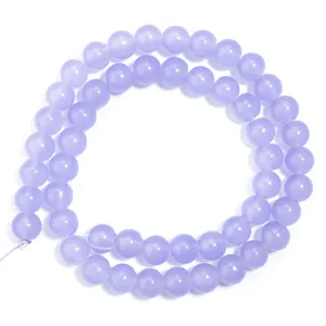 Perle tonde in vetro viola chiaro per braccialetto collana accessori di gioielleria.